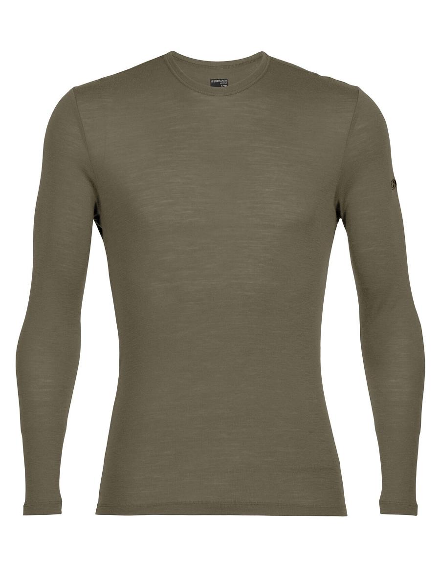 Icebreaker Merino 175 Everyday Long Sleeve Crewe Thermal Top Miesten Base Layers Oliivinvihreä | FI 1374ZUTG